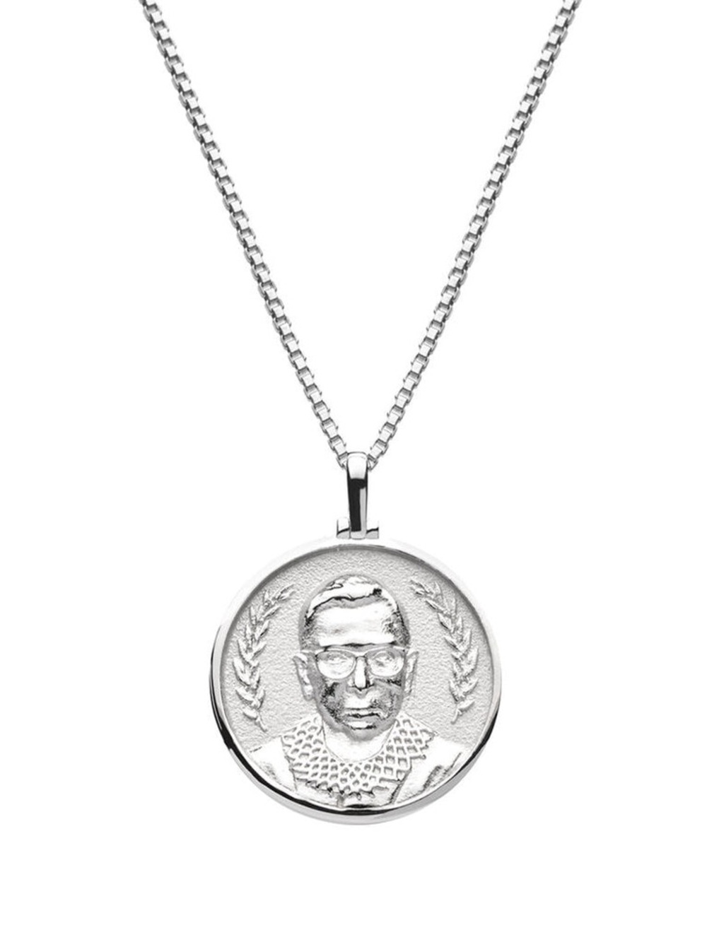 Sterling Silver Awe Inspired Ruth Bader Ginsburg pendant + Scales of Justice